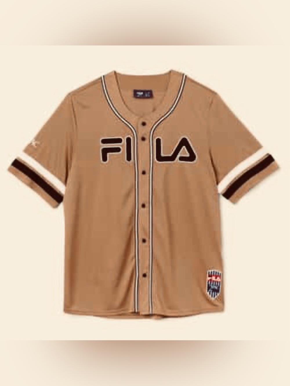 Rare FILA x 2PAC Collab Collection Mesh Baseball Jersey in Tobacco Brown, Sz XL